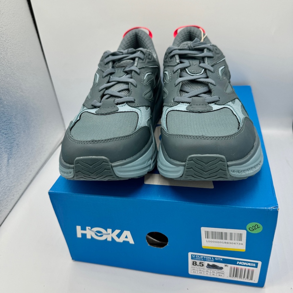 NWT Hoka Clifton Leather Gore-Tex Waterproof Unisex Goblin Stone Blue GBSB - Picture 15 of 16